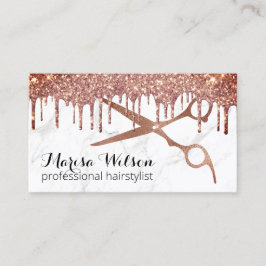 Moderne Rose Gold Glitzer Tropfen Marmorhaar Visitenkarte