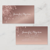 Moderne Rose Gold Glitzer Tropfen Nagelstudio Eleg Visitenkarte (Vorne/Hinten)
