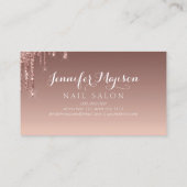 Moderne Rose Gold Glitzer Tropfen Nagelstudio Eleg Visitenkarte (Rückseite)