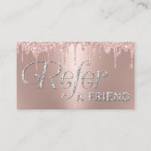 Moderne Rose Gold Glitzer Tropfen Schönheitssalon Empfehlungskarte (Vorderseite)