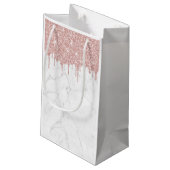 Moderne Rose Gold Glitzer Tropfen Trendy Marbella Kleine Geschenktüte (Rückseite Schrägansicht)