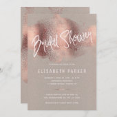 Moderne Rose Gold Glitzer Typografie Brautparty Einladung (Vorne/Hinten)