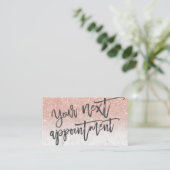 Moderne Rose Gold Glitzer White Script Typografie Terminkarte (Stehend Vorderseite)