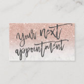 Moderne Rose Gold Glitzer White Script Typografie Terminkarte (Vorderseite)