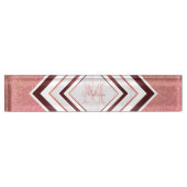 Moderne Rose Gold Glitzer Zickzack Monogram Namensplakette (Vorderseite)