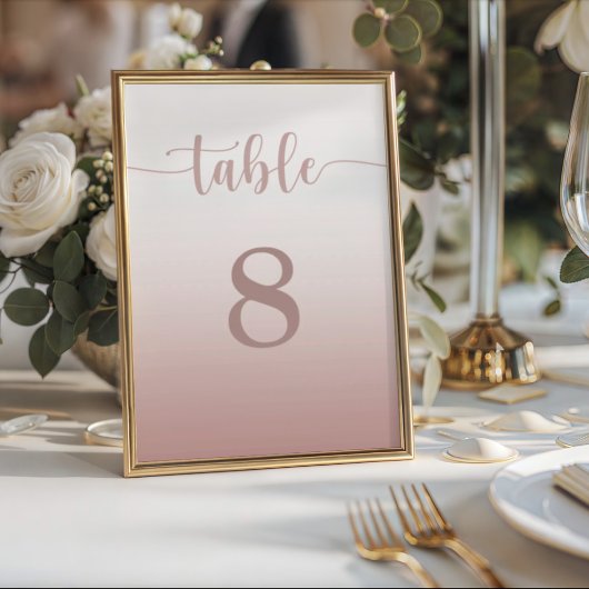 Moderne Rose Gold Gradient Wedding Tischnummer