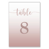 Moderne Rose Gold Gradient Wedding Tischnummer (Vorderseite)