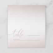 Moderne Rose Gold Gradient Wedding Tischnummer Platzkarte (Außenseite Aufgefaltet)
