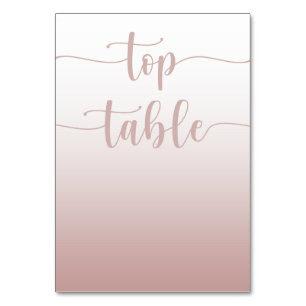 Moderne Rose Gold Gradient Wedding Top Table Tischnummer