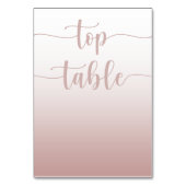 Moderne Rose Gold Gradient Wedding Top Table Tischnummer (Rückseite)