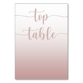 Moderne Rose Gold Gradient Wedding Top Table Tischnummer