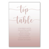 Moderne Rose Gold Gradient Wedding Top Table Tischnummer (Vorderseite)