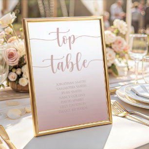 Moderne Rose Gold Gradient Wedding Top Table Tischnummer