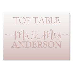 Moderne Rose Gold Gradient Wedding Top Table Tischnummer