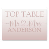 Moderne Rose Gold Gradient Wedding Top Table Tischnummer (Rückseite)