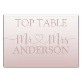 Moderne Rose Gold Gradient Wedding Top Table Tischnummer