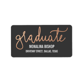 Moderne Rose - Gold Graduate Typografie Adressaufkleber