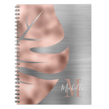 Moderne Rose Gold Grau Monogramm