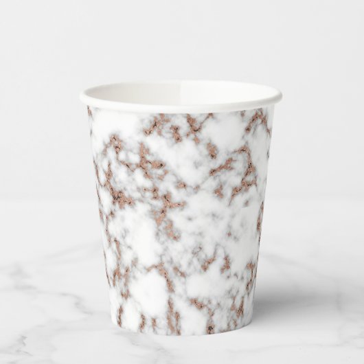 Moderne Rose Gold Gray Marble Pappbecher (Links)
