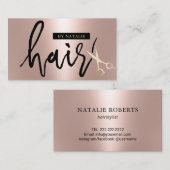 Moderne Rose Gold Hair Stylist Script Sisson Salon Visitenkarte (Vorne/Hinten)