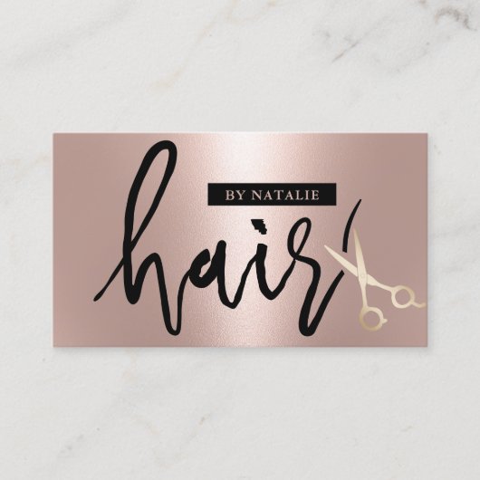 Moderne Rose Gold Hair Stylist Script Sisson Salon Visitenkarte (Vorderseite)