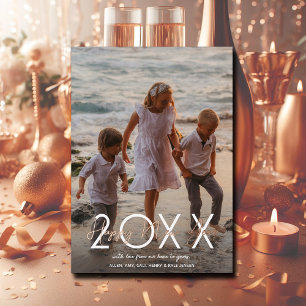 Moderne Rose Gold Happy New Year Foto Folien Feiertagskarte
