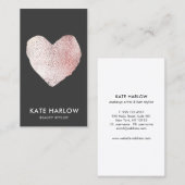 Moderne Rose Gold Heart Black Makeup Artist Visitenkarte (Vorne/Hinten)