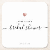 Moderne Rose Gold Heart Chic Brautparty Rechteckiger Pappuntersetzer (Vorderseite)