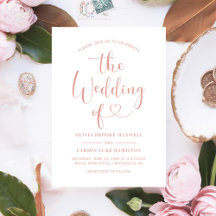 Moderne Rose Gold Herzkalligrafie Script Wedding