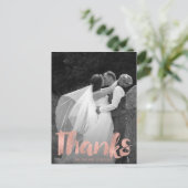 Moderne Rose Gold Hochzeit Vielen Dank Foto Postka Postkarte (Stehend Vorderseite)