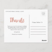 Moderne Rose Gold Hochzeit Vielen Dank Foto Postka Postkarte (Rückseite)