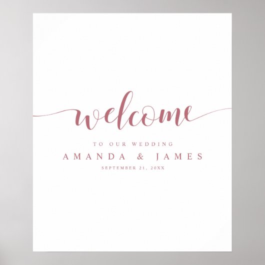 Moderne Rose Gold Hochzeit Willkommen Poster (Vorne)