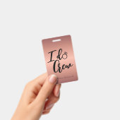 Moderne Rose Gold I Crew Bachelorette Ausweis (Handheld)