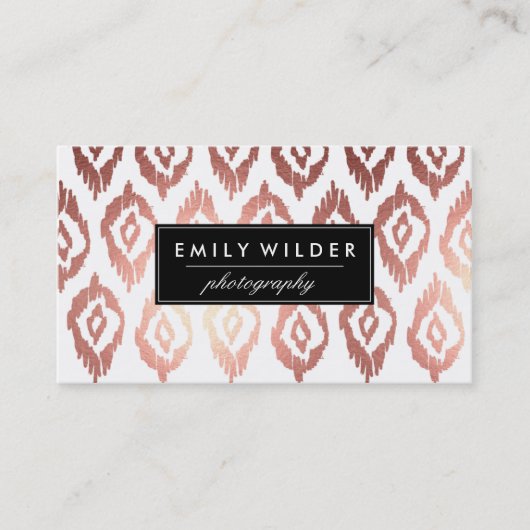 Moderne Rose Gold Ikat | Visitenkarte (Vorderseite)