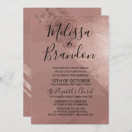 Moderne Rose Gold Imitate Foil Triangle Wedding Einladung