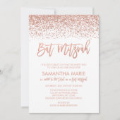 Moderne Rose Gold Imitate Glitzer Bat Mitzvah Einladung (Vorderseite)