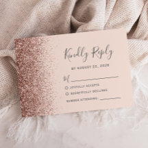 Moderne Rose Gold Imitate Glitzer Blush Pink RSVP 