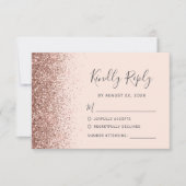 Moderne Rose Gold Imitate Glitzer Blush Pink RSVP  Karte (Vorderseite)