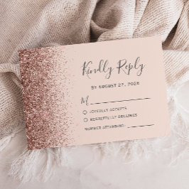 Moderne Rose Gold Imitate Glitzer Blush Pink RSVP  Karte