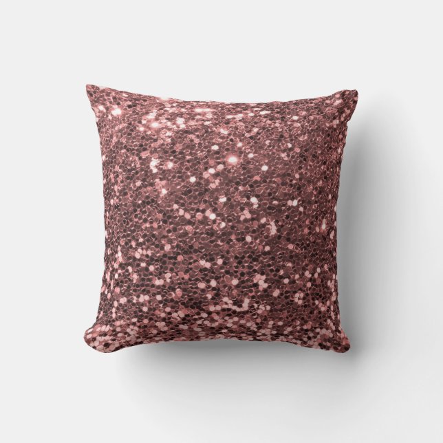 Moderne Rose Gold Imitate Glitzer Shine Print Kissen (Vorderseite)