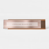 Moderne Rose Gold Imitate Pinselmetallfolie Schreibtischnamensplakette (Vorderseite )