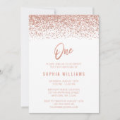 Moderne Rose Gold Imitats Glitzer 1. Geburtstag Einladung (Vorderseite)