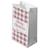 Moderne Rose Gold Kariert Frohe Weihnachten Kleine Geschenktüte (Rückseite Schrägansicht)