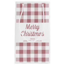 Moderne Rose Gold Kariert Frohe Weihnachten Kleine Geschenktüte