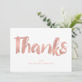 Moderne Rose Gold Liebe Hochzeit Danke-Card Dankeskarte (Stehend Vorderseite)