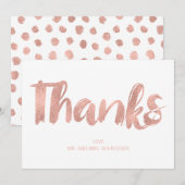 Moderne Rose Gold Liebe Hochzeit Danke-Card Dankeskarte (Vorne/Hinten)