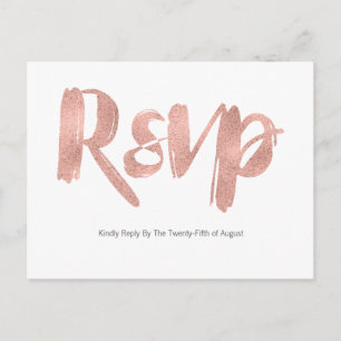 Moderne Rose Gold Liebe Hochzeit RSVP Postkarte