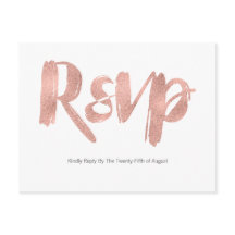 Moderne Rose Gold Liebe Hochzeit RSVP Postkarte
