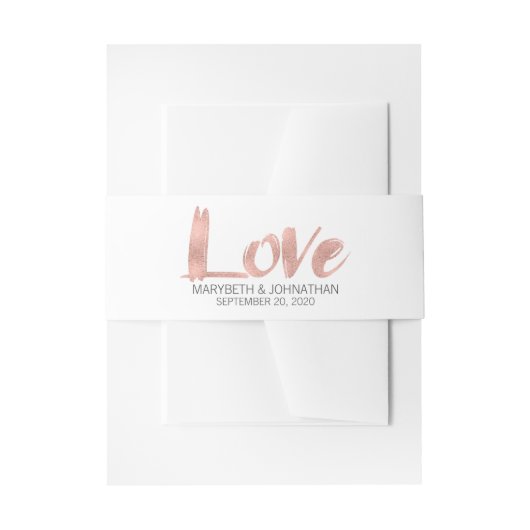 Moderne Rose Gold Liebe Hochzeitsband Einladungsbanderole (Vorderseite Beispiel)