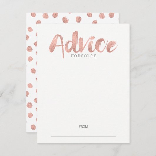 Moderne Rose Gold Liebe Hochzeitsberatungskarte Hinweiskarte (Vorne/Hinten)
